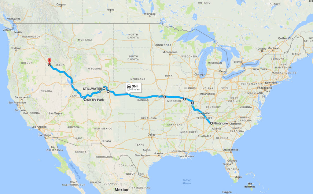 Trip Map Flintstone to Boise